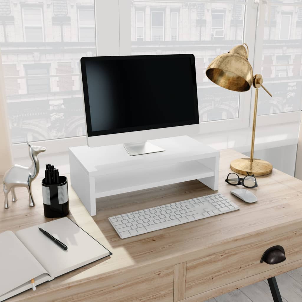 NNEVL Monitor Stand White 42x24x13 cm Chipboard