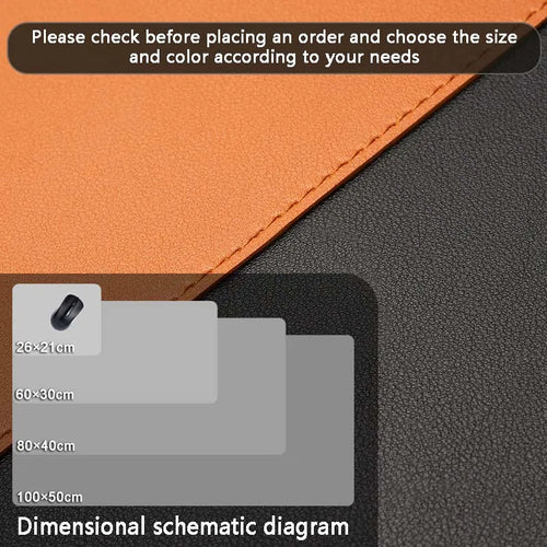 Grand Tapis de Souris en Cuir PU Imperméable pour Bureau