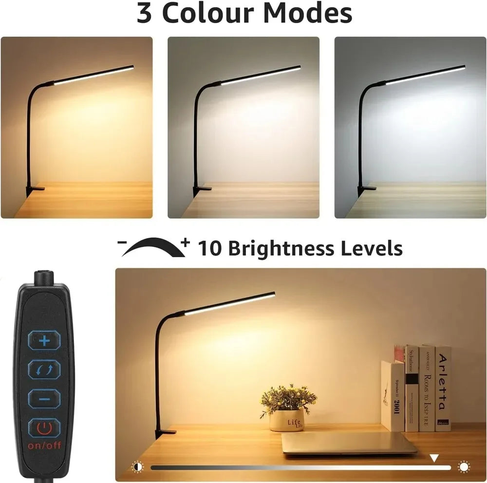 LED Desk Lamp Double/Single Head Architect Desk Lamps Office Eye-Caring Desk Light Stepless Dimmable Adjustable Gooseneck Lamp