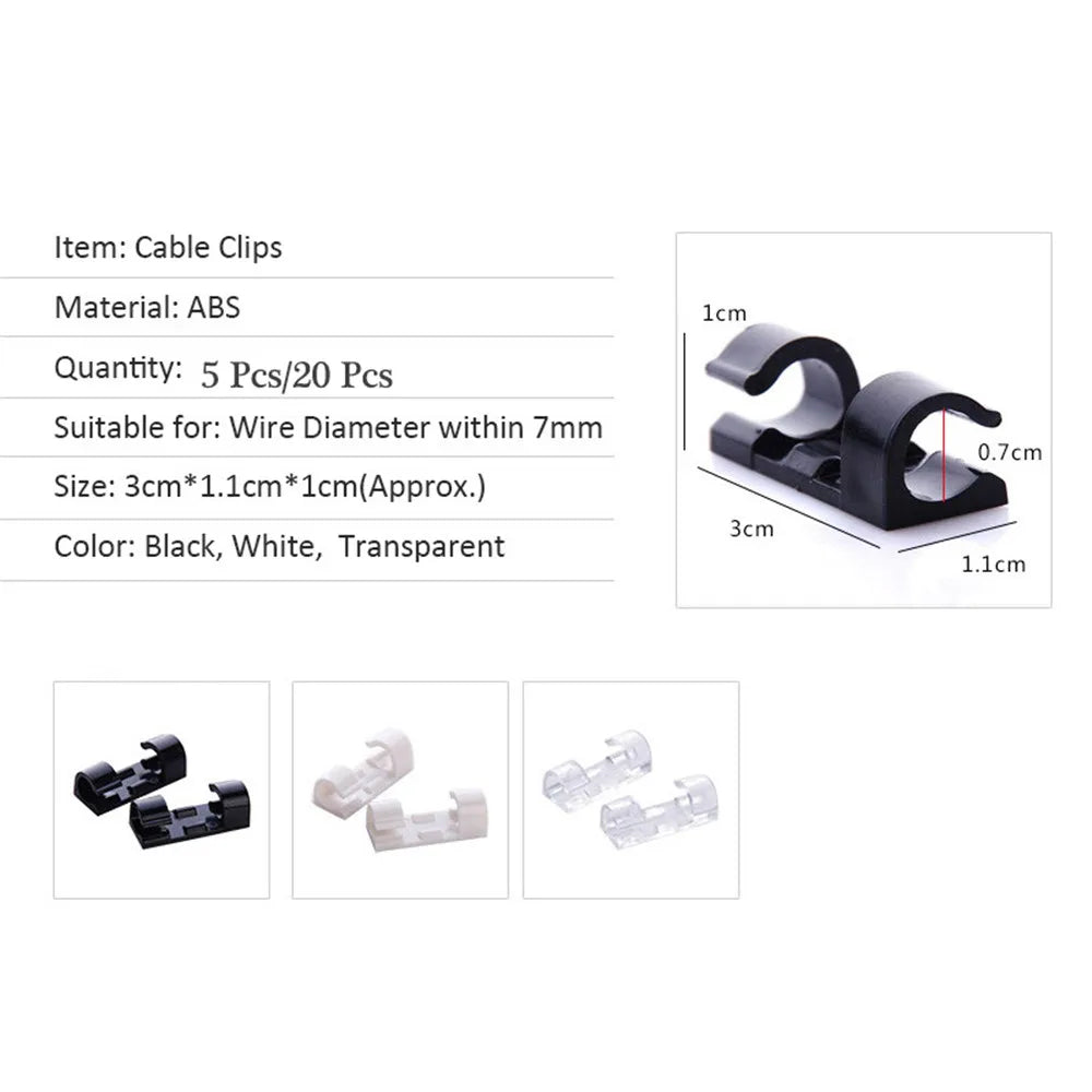 Cable Organizer Clips Cable Management Desktop & Workstation ABS Wire Manager Cord Holder USB Charging Data Line Bobbin Winder