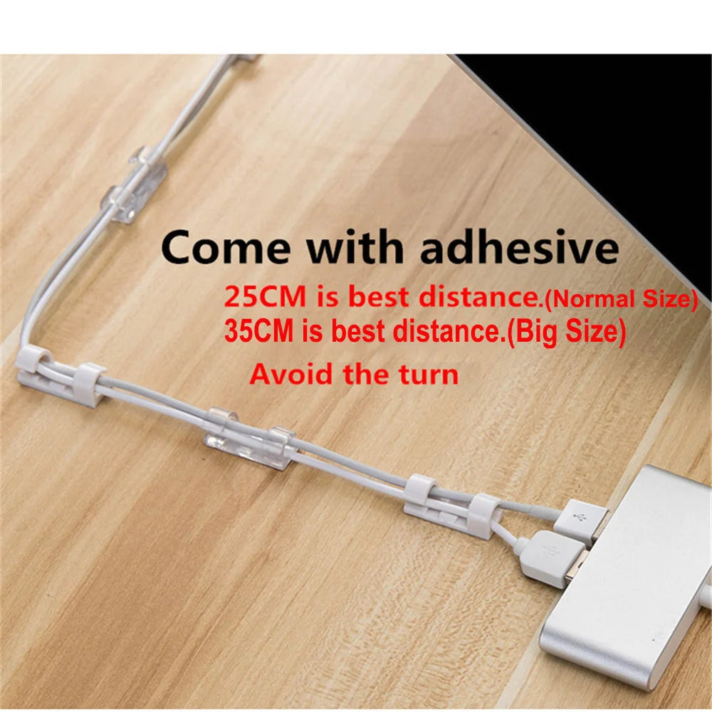 Cable Organizer Clips Cable Management Desktop & Workstation ABS Wire Manager Cord Holder USB Charging Data Line Bobbin Winder