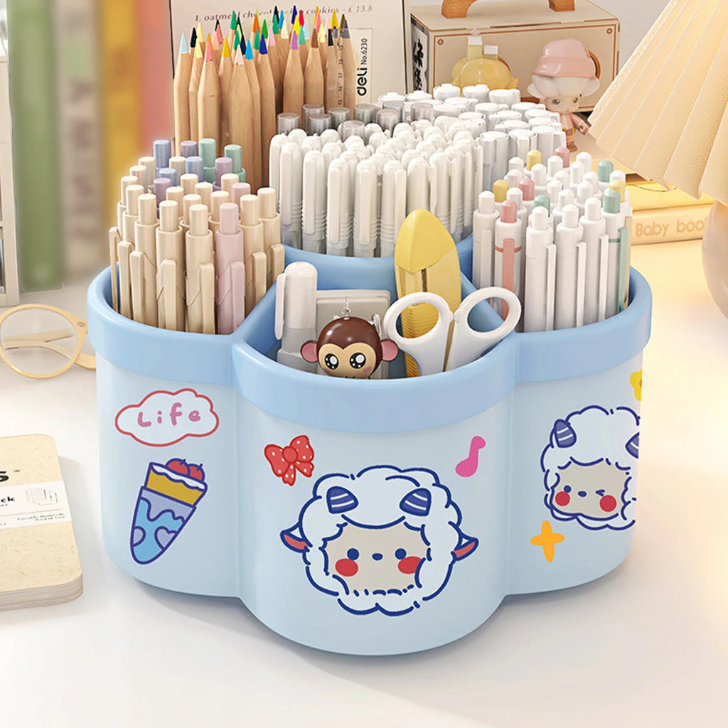 Porte-Stylos Rotatif Grande Capacité — Organisateur Bureau & Cosmétiques