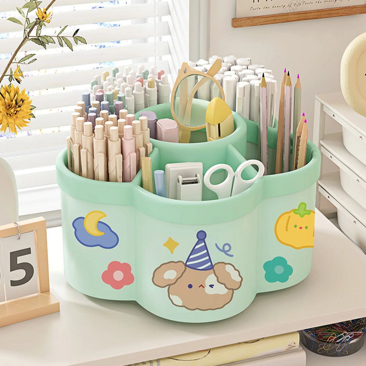 Porte-Stylos Rotatif Grande Capacité — Organisateur Bureau & Cosmétiques