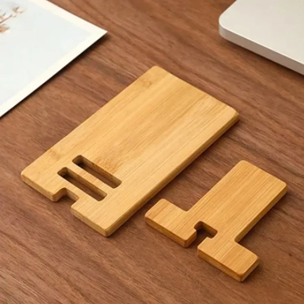 Support Téléphone en Bambou — Chargeur & Bureau Premium
