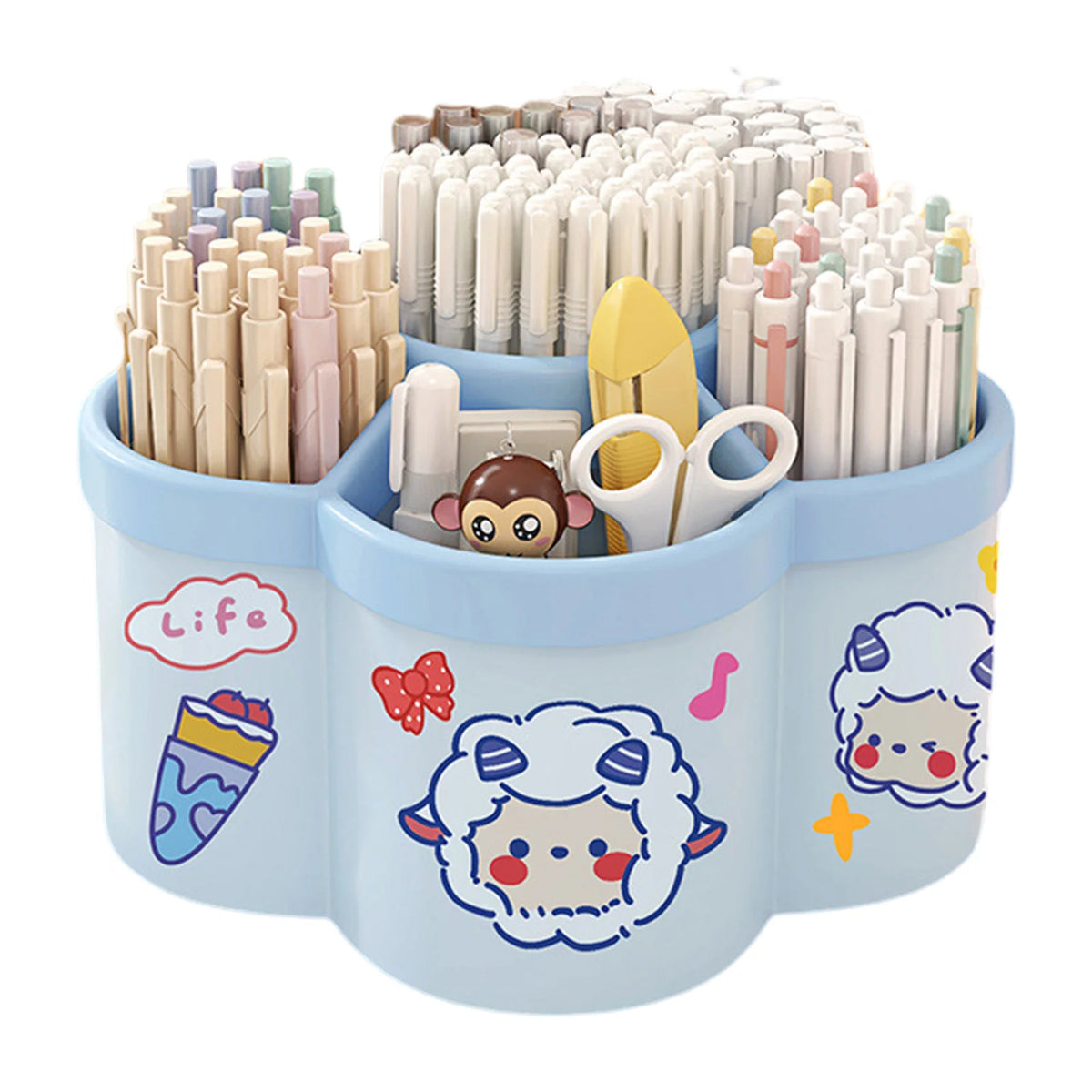 Porte-Stylos Rotatif Grande Capacité — Organisateur Bureau & Cosmétiques