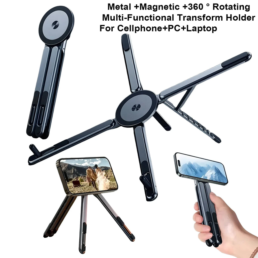 Support Téléphone Magnétique 3-en-1 — Selfie Stick & Trépied Pliable
