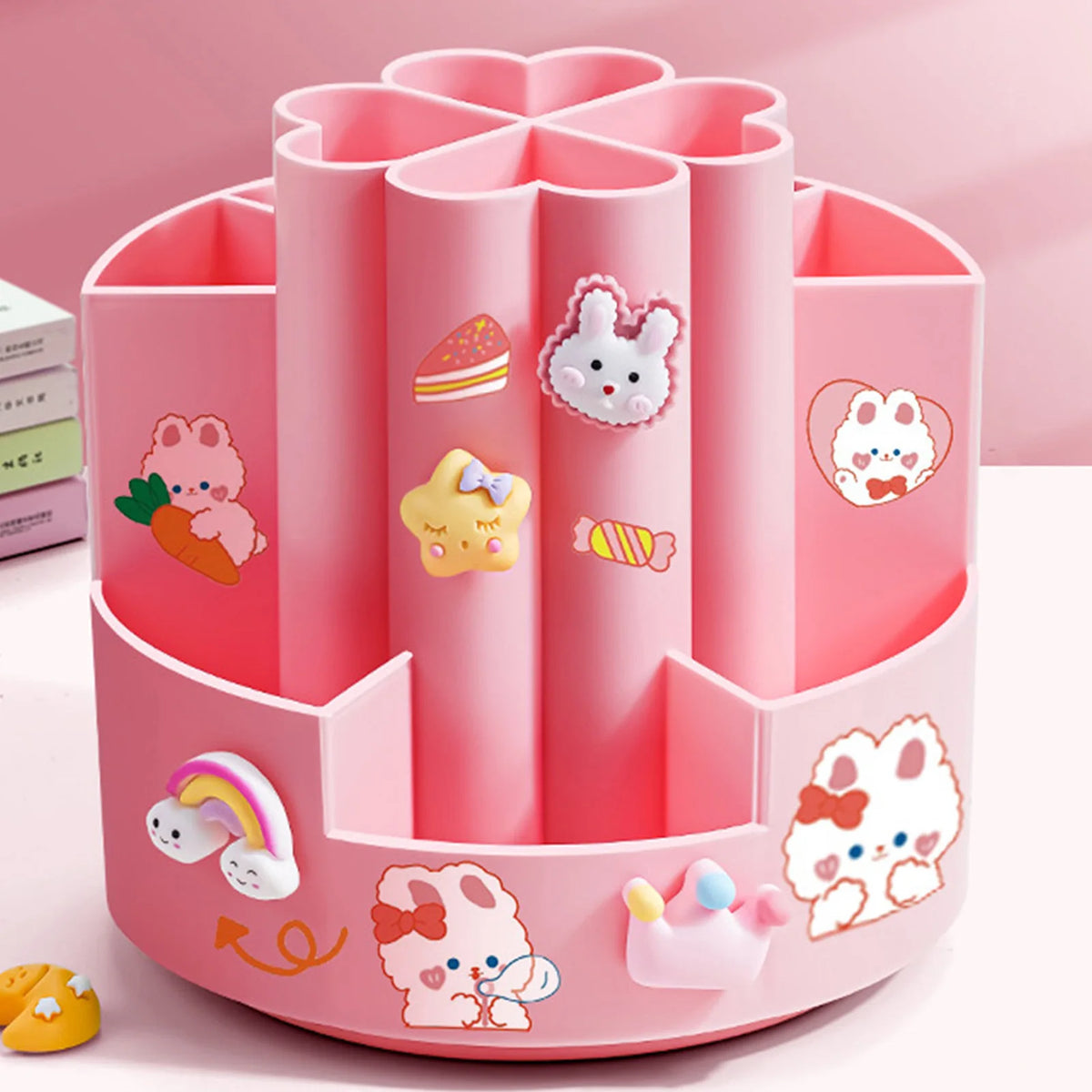 Porte-Stylos Rotatif Grande Capacité — Organisateur Bureau & Cosmétiques
