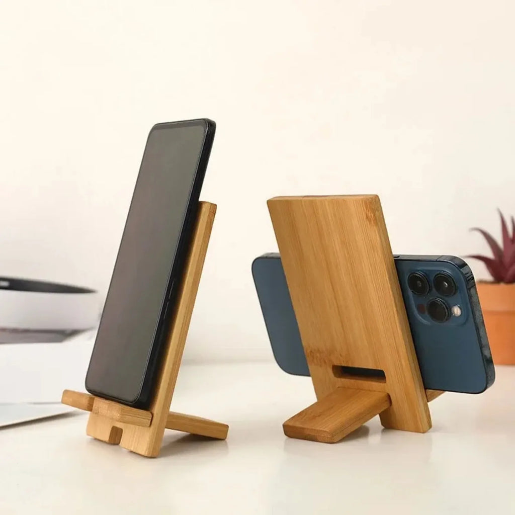 Support Téléphone en Bambou — Chargeur & Bureau Premium