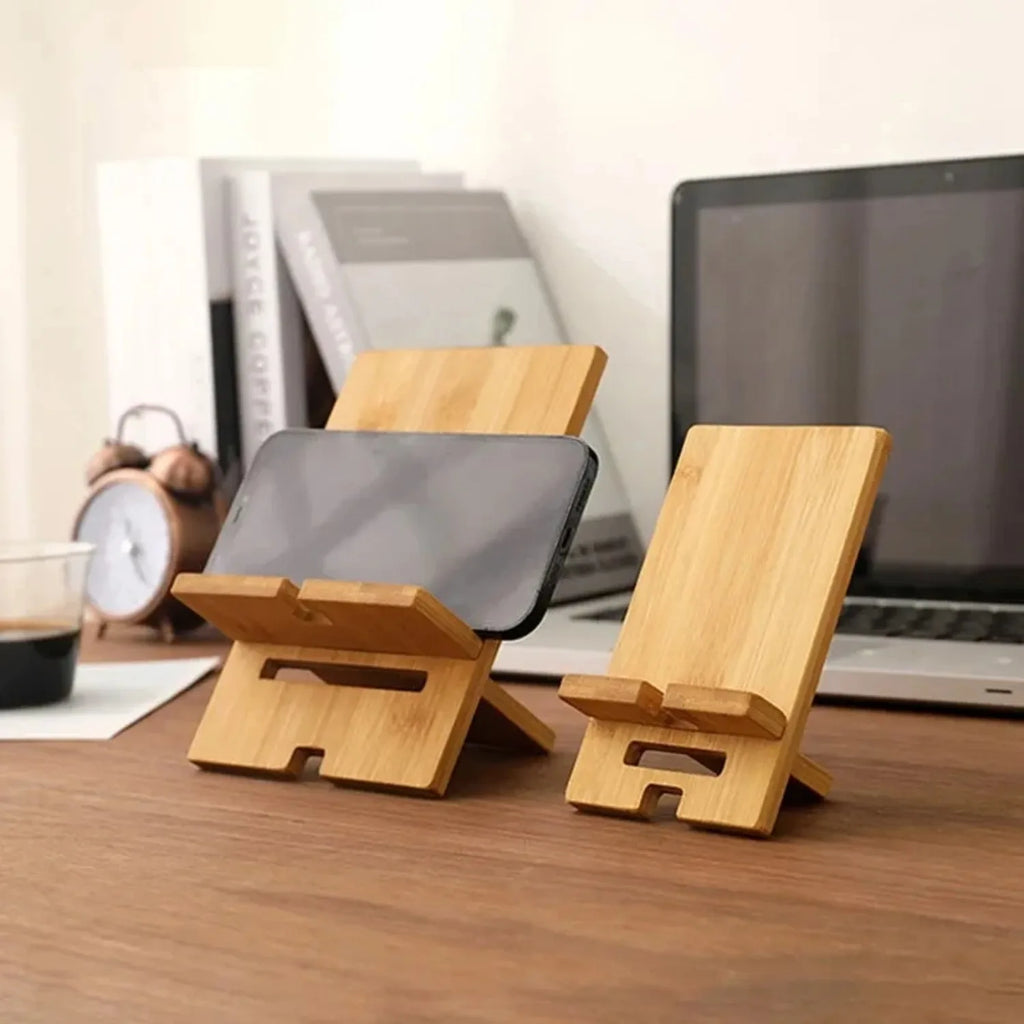 Support Téléphone en Bambou — Chargeur & Bureau Premium