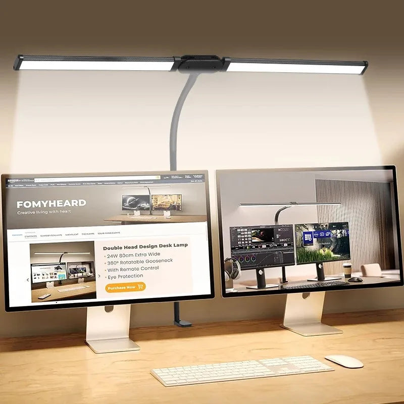 LED Desk Lamp Double/Single Head Architect Desk Lamps Office Eye-Caring Desk Light Stepless Dimmable Adjustable Gooseneck Lamp