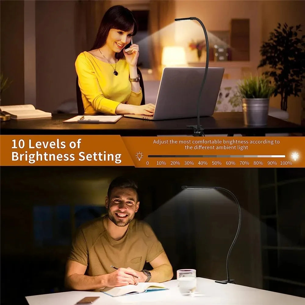 LED Desk Lamp Double/Single Head Architect Desk Lamps Office Eye-Caring Desk Light Stepless Dimmable Adjustable Gooseneck Lamp