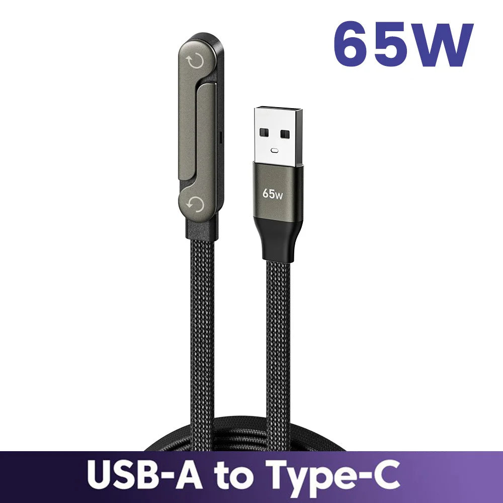 Câble Charge Rapide 65W 2-en-1 avec Support Téléphone Pliable