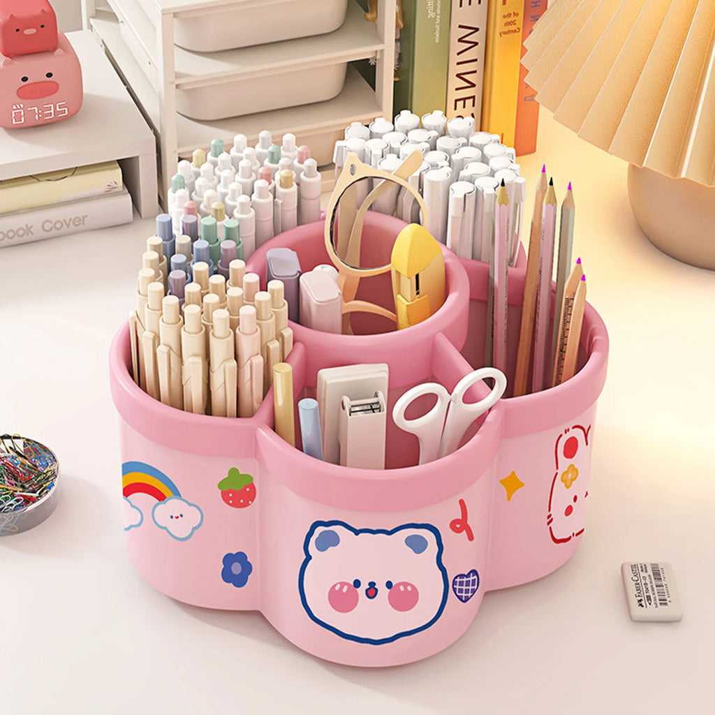 Porte-Stylos Rotatif Grande Capacité — Organisateur Bureau & Cosmétiques